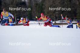 28.02.2021, Oberstdorf, Germany (GER): Antoine Cyr (CAN), Erik Valnes (NOR), Alexander Bolshunov (RSF), (l-r)  - FIS nordic world ski championships cross-country, team sprint, Oberstdorf (GER). www.nordicfocus.com. © Modica/NordicFocus. Every downloaded picture is fee-liable.