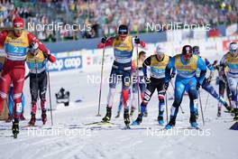 28.02.2021, Oberstdorf, Germany (GER): Gleb Retivykh (RSF), Johannes Hoesflot Klaebo (NOR), Richard Jouve (FRA), (l-r)  - FIS nordic world ski championships cross-country, team sprint, Oberstdorf (GER). www.nordicfocus.com. © Thibaut/NordicFocus. Every downloaded picture is fee-liable.