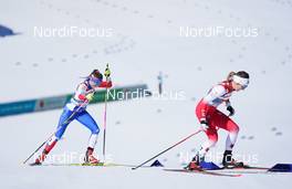 28.02.2021, Oberstdorf, Germany (GER): Maida Drndic (SRB), Kitija Auzina (LAT), (l-r)  - FIS nordic world ski championships cross-country, team sprint, Oberstdorf (GER). www.nordicfocus.com. © Modica/NordicFocus. Every downloaded picture is fee-liable.