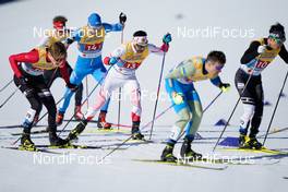 28.02.2021, Oberstdorf, Germany (GER): Hjalmar Michelsen (DEN), Apostolos Angelis (GRE), Yusuf Emre Firat (TUR), (l-r)  - FIS nordic world ski championships cross-country, team sprint, Oberstdorf (GER). www.nordicfocus.com. © Modica/NordicFocus. Every downloaded picture is fee-liable.