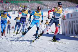 28.02.2021, Oberstdorf, Germany (GER): Richard Jouve (FRA), Johannes Hoesflot Klaebo (NOR), (l-r)  - FIS nordic world ski championships cross-country, team sprint, Oberstdorf (GER). www.nordicfocus.com. © Thibaut/NordicFocus. Every downloaded picture is fee-liable.