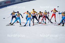 28.02.2021, Oberstdorf, Germany (GER): Ricardo Izquierdo-Bernier (ESP), Strahinja Eric (BIH), Francesco De Fabiani (ITA), Janosch Brugger (GER), Titouan Serot (BEL), Simeon Deyanov (BUL), Yahor Shpuntau (BLR), (l-r)  - FIS nordic world ski championships cross-country, team sprint, Oberstdorf (GER). www.nordicfocus.com. © Thibaut/NordicFocus. Every downloaded picture is fee-liable.