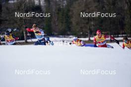 28.02.2021, Oberstdorf, Germany (GER): Antoine Cyr (CAN), Erik Valnes (NOR), Alexander Bolshunov (RSF), (l-r)  - FIS nordic world ski championships cross-country, team sprint, Oberstdorf (GER). www.nordicfocus.com. © Modica/NordicFocus. Every downloaded picture is fee-liable.