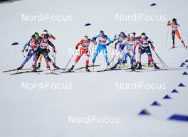 28.02.2021, Oberstdorf, Germany (GER): Dahria Beatty (CAN), Izabela Marcisz (POL), Lucia Scardoni (ITA), Maja Dahlqvist (SWE), Tiril Udnes Weng (NOR), (l-r)  - FIS nordic world ski championships cross-country, team sprint, Oberstdorf (GER). www.nordicfocus.com. © Modica/NordicFocus. Every downloaded picture is fee-liable.