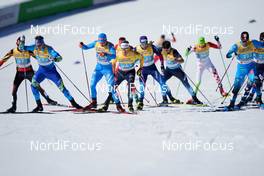 28.02.2021, Oberstdorf, Germany (GER): Thibaut De Marre (BEL), Konstantin Bortsov (KAZ), Federico Pellegrino (ITA), Sebastian Eisenlauer (GER), Roman Furger (SUI), Richard Jouve (FRA), (l-r)  - FIS nordic world ski championships cross-country, team sprint, Oberstdorf (GER). www.nordicfocus.com. © Thibaut/NordicFocus. Every downloaded picture is fee-liable.