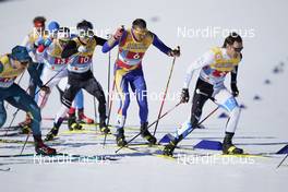28.02.2021, Oberstdorf, Germany (GER): Eunho Kim (KOR), Petrica Hogiu (ROU), Marko Kilp (EST), (l-r)  - FIS nordic world ski championships cross-country, team sprint, Oberstdorf (GER). www.nordicfocus.com. © Modica/NordicFocus. Every downloaded picture is fee-liable.