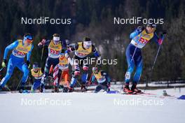 28.02.2021, Oberstdorf, Germany (GER): Francesco De Fabiani (ITA), Gus Schumacher (USA), Ludek Seller (CZE), Jovian Hediger (SUI), (l-r)  - FIS nordic world ski championships cross-country, team sprint, Oberstdorf (GER). www.nordicfocus.com. © Thibaut/NordicFocus. Every downloaded picture is fee-liable.