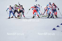 28.02.2021, Oberstdorf, Germany (GER): Dahria Beatty (CAN), Izabela Marcisz (POL), Lucia Scardoni (ITA), Maja Dahlqvist (SWE), Tiril Udnes Weng (NOR), (l-r), Krista Parmakoski (FIN) - FIS nordic world ski championships cross-country, team sprint, Oberstdorf (GER). www.nordicfocus.com. © Modica/NordicFocus. Every downloaded picture is fee-liable.