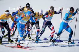 28.02.2021, Oberstdorf, Germany (GER): Michal Novak (CZE), Simeon Hamilton (USA), Richard Jouve (FRA), (l-r)  - FIS nordic world ski championships cross-country, team sprint, Oberstdorf (GER). www.nordicfocus.com. © Thibaut/NordicFocus. Every downloaded picture is fee-liable.