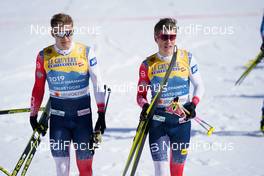 28.02.2021, Oberstdorf, Germany (GER): Erik Valnes (NOR), Johannes Hoesflot Klaebo (NOR), (l-r)  - FIS nordic world ski championships cross-country, team sprint, Oberstdorf (GER). www.nordicfocus.com. © Thibaut/NordicFocus. Every downloaded picture is fee-liable.