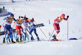 28.02.2021, Oberstdorf, Germany (GER): Ristomatti Hakola (FIN), Maciej Starega (POL), James Clugnet (GBR), Alexander Bolshunov (RSF), (l-r)  - FIS nordic world ski championships cross-country, team sprint, Oberstdorf (GER). www.nordicfocus.com. © Modica/NordicFocus. Every downloaded picture is fee-liable.