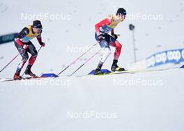 28.02.2021, Oberstdorf, Germany (GER): Graham Ritchie (CAN), Johannes Hoesflot Klaebo (NOR), (l-r)  - FIS nordic world ski championships cross-country, team sprint, Oberstdorf (GER). www.nordicfocus.com. © Modica/NordicFocus. Every downloaded picture is fee-liable.
