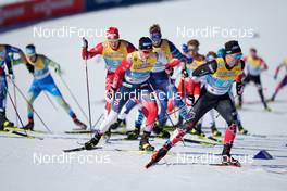 28.02.2021, Oberstdorf, Germany (GER): Gleb Retivykh (RSF), Johannes Hoesflot Klaebo (NOR), Graham Ritchie (CAN), (l-r)  - FIS nordic world ski championships cross-country, team sprint, Oberstdorf (GER). www.nordicfocus.com. © Modica/NordicFocus. Every downloaded picture is fee-liable.