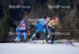 28.02.2021, Oberstdorf, Germany (GER): Lena Quintin (FRA), Sofie Krehl (GER), (l-r)  - FIS nordic world ski championships cross-country, team sprint, Oberstdorf (GER). www.nordicfocus.com. © Modica/NordicFocus. Every downloaded picture is fee-liable.