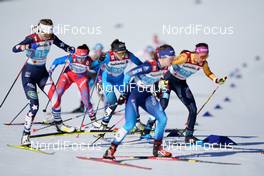 28.02.2021, Oberstdorf, Germany (GER): Sadie Maubet Bjornsen (USA), Lena Quintin (FRA), Sofie Krehl (GER) - FIS nordic world ski championships cross-country, team sprint, Oberstdorf (GER). www.nordicfocus.com. © Thibaut/NordicFocus. Every downloaded picture is fee-liable.