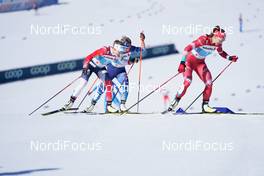 28.02.2021, Oberstdorf, Germany (GER): Maiken Caspersen Falla (NOR), Natalia Nepryaeva (RSF), (l-r)  - FIS nordic world ski championships cross-country, team sprint, Oberstdorf (GER). www.nordicfocus.com. © Modica/NordicFocus. Every downloaded picture is fee-liable.