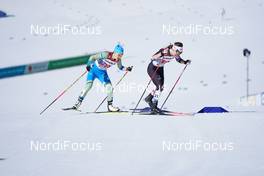 28.02.2021, Oberstdorf, Germany (GER): Maryna Antsybor (UKR), Lisa Unterweger (AUT), (l-r)  - FIS nordic world ski championships cross-country, team sprint, Oberstdorf (GER). www.nordicfocus.com. © Modica/NordicFocus. Every downloaded picture is fee-liable.