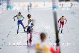 28.02.2021, Oberstdorf, Germany (GER): Joni Maki (FIN), Johannes Hoesflot Klaebo (NOR), Gleb Retivykh (RSF), (l-r)  - FIS nordic world ski championships cross-country, team sprint, Oberstdorf (GER). www.nordicfocus.com. © Thibaut/NordicFocus. Every downloaded picture is fee-liable.