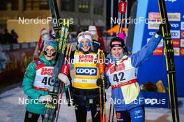 27.11.2021, Ruka, Finland (FIN): Therese Johaug (NOR), Frida Karlsson (SWE), Katharina Hennig (GER), (l-r) - FIS world cup cross-country, 10km women, Ruka (FIN). www.nordicfocus.com. © Thibaut/NordicFocus. Every downloaded picture is fee-liable.