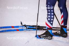 27.11.2021, Ruka, Finland (FIN): Jessie Diggins (USA),  Feature: detail of skies- FIS world cup cross-country, 10km women, Ruka (FIN). www.nordicfocus.com. © Thibaut/NordicFocus. Every downloaded picture is fee-liable.