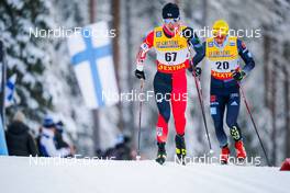 27.11.2021, Ruka, Finland (FIN): Masato Tanaka (JPN), Janosch Brugger (GER), (l-r)  - FIS world cup cross-country, 15km men, Ruka (FIN). www.nordicfocus.com. © Thibaut/NordicFocus. Every downloaded picture is fee-liable.