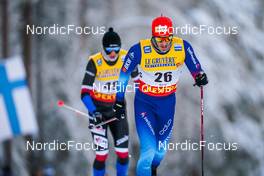 27.11.2021, Ruka, Finland (FIN): Jan Pechousek (CZE), Jonas Baumann (SUI), (l-r)  - FIS world cup cross-country, 15km men, Ruka (FIN). www.nordicfocus.com. © Thibaut/NordicFocus. Every downloaded picture is fee-liable.
