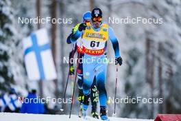 27.11.2021, Ruka, Finland (FIN): Florian Notz (GER), Jonas Dobler (GER), Richard Jouve (FRA), (l-r)  - FIS world cup cross-country, 15km men, Ruka (FIN). www.nordicfocus.com. © Thibaut/NordicFocus. Every downloaded picture is fee-liable.
