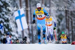 27.11.2021, Ruka, Finland (FIN): Jean Marc Gaillard (FRA), Fredrik Jonsson (SWE), (l-r)  - FIS world cup cross-country, 15km men, Ruka (FIN). www.nordicfocus.com. © Thibaut/NordicFocus. Every downloaded picture is fee-liable.