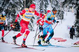 26.11.2021, Ruka, Finland (FIN): Aron Aakre Rysstad (NOR), Richard Jouve (FRA), (l-r)  - FIS world cup cross-country, individual sprint, Ruka (FIN). www.nordicfocus.com. © Modica/NordicFocus. Every downloaded picture is fee-liable.