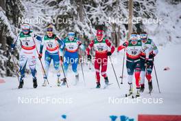 26.11.2021, Ruka, Finland (FIN): Johanna Hagstroem (SWE), Jasmi Joensuu (FIN), Eva Urevc (SLO), Tatiana Sorina (RUS), Anna Svendsen (NOR), Lotta Udnes Weng (NOR), (l-r)  - FIS world cup cross-country, individual sprint, Ruka (FIN). www.nordicfocus.com. © Modica/NordicFocus. Every downloaded picture is fee-liable.
