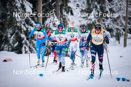 26.11.2021, Ruka, Finland (FIN): Caterina Ganz (ITA), Mathilda Myhrvold (NOR), Krista Parmakoski (FIN), Frida Karlsson (SWE), Katri Lylynpera (FIN), Jessie Diggins (USA), (l-r)  - FIS world cup cross-country, individual sprint, Ruka (FIN). www.nordicfocus.com. © Modica/NordicFocus. Every downloaded picture is fee-liable.