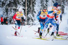 26.11.2021, Ruka, Finland (FIN): Haavard Solaas Taugboel (NOR), +m19+, Lauri Vuorinen (FIN), Olof Jonsson (SWE), (l-r)  - FIS world cup cross-country, individual sprint, Ruka (FIN). www.nordicfocus.com. © Modica/NordicFocus. Every downloaded picture is fee-liable.