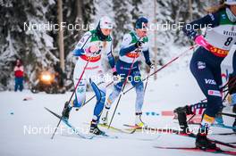 26.11.2021, Ruka, Finland (FIN): Yulia Stupak (RUS), Anne Kylloenen (FIN), Rosie Brennan (USA), (l-r)  - FIS world cup cross-country, individual sprint, Ruka (FIN). www.nordicfocus.com. © Modica/NordicFocus. Every downloaded picture is fee-liable.