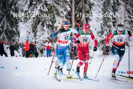 26.11.2021, Ruka, Finland (FIN): Jasmi Joensuu (FIN), Tatiana Sorina (RUS), Lotta Udnes Weng (NOR), (l-r)  - FIS world cup cross-country, individual sprint, Ruka (FIN). www.nordicfocus.com. © Modica/NordicFocus. Every downloaded picture is fee-liable.