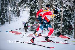 26.11.2021, Ruka, Finland (FIN): Aron Aakre Rysstad (NOR), Paal Golberg (NOR), (l-r)  - FIS world cup cross-country, individual sprint, Ruka (FIN). www.nordicfocus.com. © Modica/NordicFocus. Every downloaded picture is fee-liable.