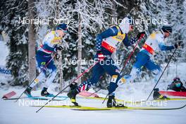 26.11.2021, Ruka, Finland (FIN): Niilo Moilanen (FIN), James Clinton Schoonmnaker (USA), Joni Maki (FIN), (l-r) - FIS world cup cross-country, individual sprint, Ruka (FIN). www.nordicfocus.com. © Modica/NordicFocus. Every downloaded picture is fee-liable.