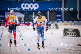 26.11.2021, Ruka, Finland (FIN): Haavard Solaas Taugboel (NOR), Joni Maki (FIN), (l-r)  - FIS world cup cross-country, individual sprint, Ruka (FIN). www.nordicfocus.com. © Modica/NordicFocus. Every downloaded picture is fee-liable.
