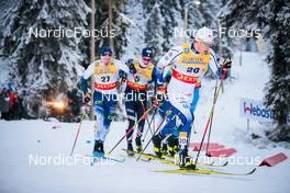 26.11.2021, Ruka, Finland (FIN): Verneri Suhonen (FIN), James Clinton Schoonmnaker (USA), Gustaf Berglund (SWE), (l-r)  - FIS world cup cross-country, individual sprint, Ruka (FIN). www.nordicfocus.com. © Modica/NordicFocus. Every downloaded picture is fee-liable.