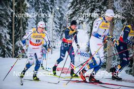 26.11.2021, Ruka, Finland (FIN): Anton Persson (SWE), Luke Jager (USA), Marcus Grate (SWE), Ben Ogden (USA), (l-r)  - FIS world cup cross-country, individual sprint, Ruka (FIN). www.nordicfocus.com. © Modica/NordicFocus. Every downloaded picture is fee-liable.