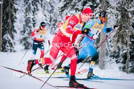 26.11.2021, Ruka, Finland (FIN): Paal Golberg (NOR), Gleb Retivykh (RUS), Richard Jouve (FRA), (l-r)  - FIS world cup cross-country, individual sprint, Ruka (FIN). www.nordicfocus.com. © Modica/NordicFocus. Every downloaded picture is fee-liable.