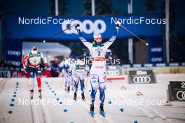 26.11.2021, Ruka, Finland (FIN): Maiken Caspersen Falla (NOR), Johanna Matintalo (FIN), Johanna Hagstroem (SWE), Maja Dahlqvist (SWE), (l-r)  - FIS world cup cross-country, individual sprint, Ruka (FIN). www.nordicfocus.com. © Modica/NordicFocus. Every downloaded picture is fee-liable.