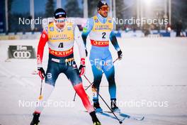 26.11.2021, Ruka, Finland (FIN): Erik Valnes (NOR), Richard Jouve (FRA), (l-r)  - FIS world cup cross-country, individual sprint, Ruka (FIN). www.nordicfocus.com. © Modica/NordicFocus. Every downloaded picture is fee-liable.