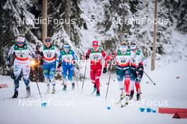 26.11.2021, Ruka, Finland (FIN): Johanna Hagstroem (SWE), Jasmi Joensuu (FIN), Eva Urevc (SLO), Tatiana Sorina (RUS), Anna Svendsen (NOR), Lotta Udnes Weng (NOR), (l-r)  - FIS world cup cross-country, individual sprint, Ruka (FIN). www.nordicfocus.com. © Modica/NordicFocus. Every downloaded picture is fee-liable.