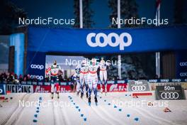 26.11.2021, Ruka, Finland (FIN): Mathilde Myhrvold (NOR), Maiken Caspersen Falla (NOR), Johanna Hagstroem (SWE), Maja Dahlqvist (SWE), (l-r)  - FIS world cup cross-country, individual sprint, Ruka (FIN). www.nordicfocus.com. © Modica/NordicFocus. Every downloaded picture is fee-liable.