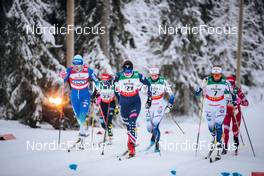 26.11.2021, Ruka, Finland (FIN): Anamarija Lampic (SLO), Katharina Hennig (GER), Julia Kern (USA), Maja Dahlqvist (SWE), Anna Dyvik (SWE), Anastasiya Faleeva (RUS), (l-r)  - FIS world cup cross-country, individual sprint, Ruka (FIN). www.nordicfocus.com. © Modica/NordicFocus. Every downloaded picture is fee-liable.
