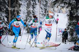26.11.2021, Ruka, Finland (FIN): Caterina Ganz (ITA), Katri Lylynpera (FIN), Frida Karlsson (SWE), (l-r)  - FIS world cup cross-country, individual sprint, Ruka (FIN). www.nordicfocus.com. © Modica/NordicFocus. Every downloaded picture is fee-liable.