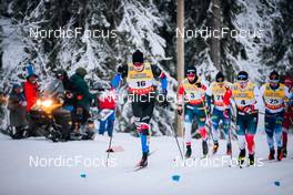 26.11.2021, Ruka, Finland (FIN): Ludek Seller (CZE), Johannes Hoesflot Klaebo (NOR), Juuso Haarala (FIN), Erik Valnes (NOR), Lauri Mannila (FRA), (l-r)  - FIS world cup cross-country, individual sprint, Ruka (FIN). www.nordicfocus.com. © Modica/NordicFocus. Every downloaded picture is fee-liable.