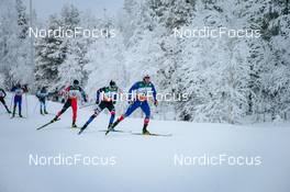 28.11.2021, Ruka, Finland (FIN): Masato Tanaka (JPN), Jan Pechousek (CZE), Snorri Eythor Einarsson (ISL), (l-r)  - FIS world cup cross-country, pursuit men, Ruka (FIN). www.nordicfocus.com. © Modica/NordicFocus. Every downloaded picture is fee-liable.