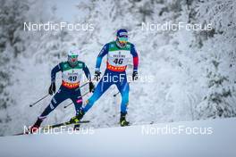 28.11.2021, Ruka, Finland (FIN): David Norris (USA), Roman Furger (SUI), (l-r)  - FIS world cup cross-country, pursuit men, Ruka (FIN). www.nordicfocus.com. © Modica/NordicFocus. Every downloaded picture is fee-liable.