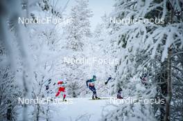 28.11.2021, Ruka, Finland (FIN): Mateusz Haratyk (POL), Hunter Wonders (USA), Ben Ogden (USA), (l-r)  - FIS world cup cross-country, pursuit men, Ruka (FIN). www.nordicfocus.com. © Modica/NordicFocus. Every downloaded picture is fee-liable.